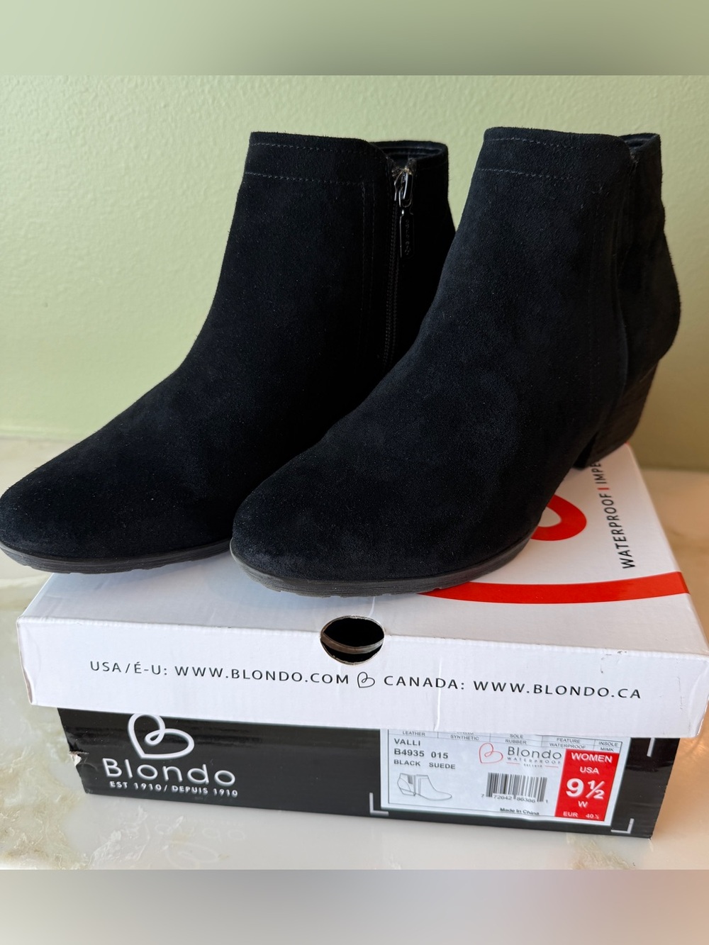 Blondo Valli Black Suede Ankle Booties with Side Zipper